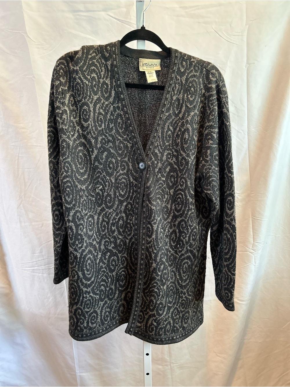 Intown Casual Black & Gray Swirl Cardigan